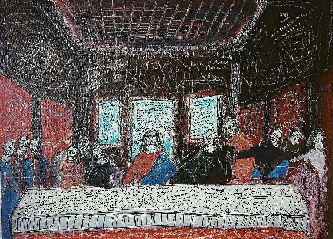the last supper, orig. by Leonardo da Vinci, Kunsh Sharma, 2021, Painting