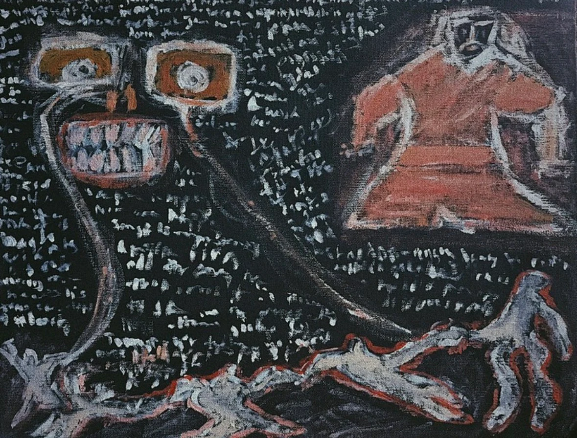 torture, Kunsh Sharma, 2021, Oil pastel on black
